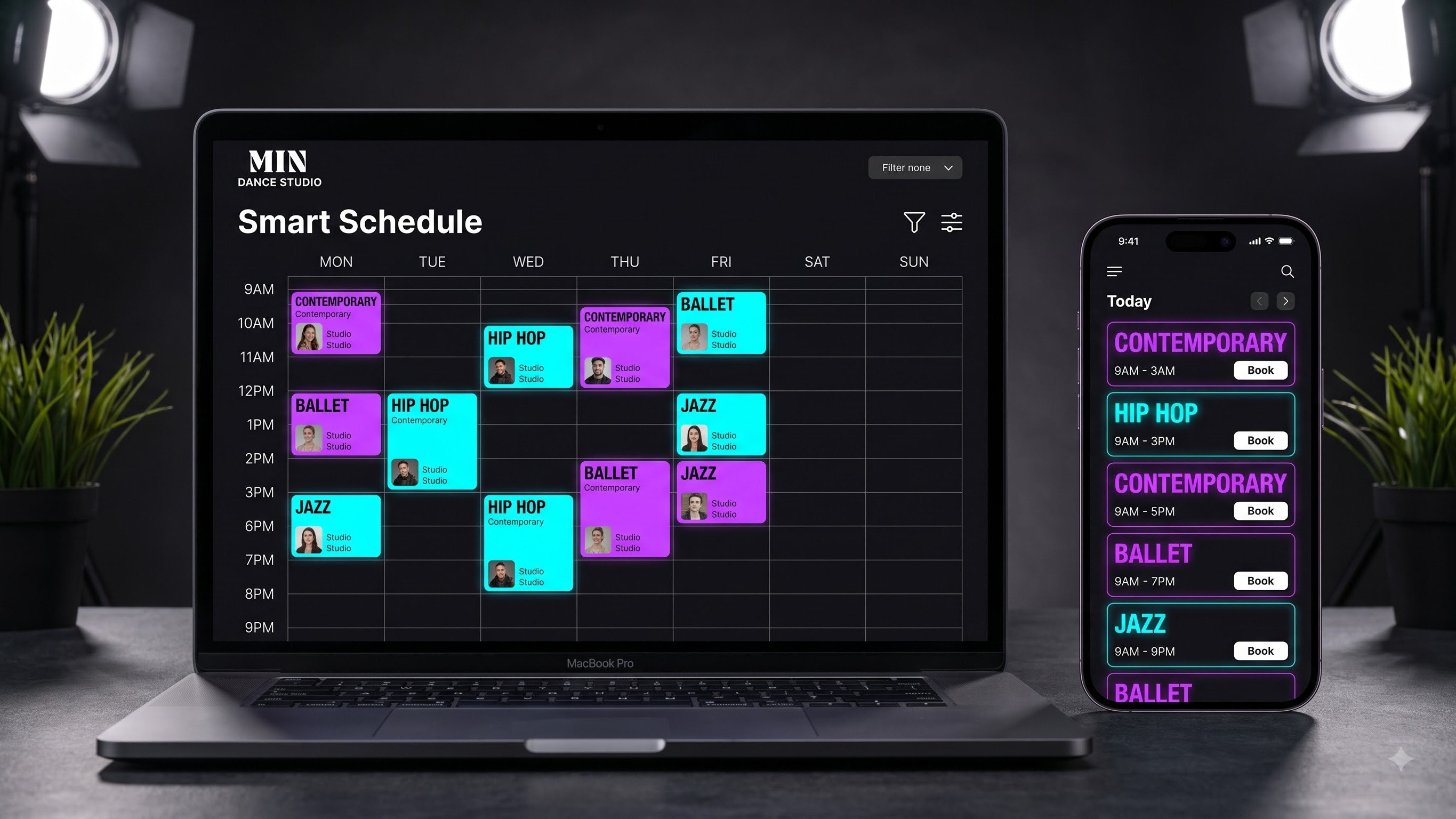 Giao diện bảng lịch học thông minh Smart Schedule trên website minstudio.vn