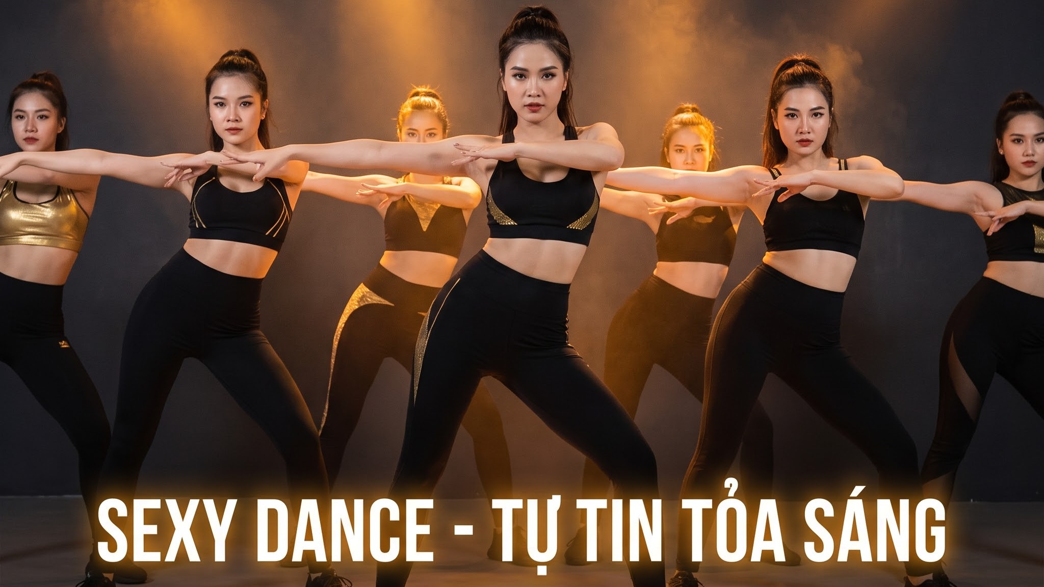 Tập luyện các bài tập dẻo cơ hình thể trong phòng tập gương lớn Min Dance Studio